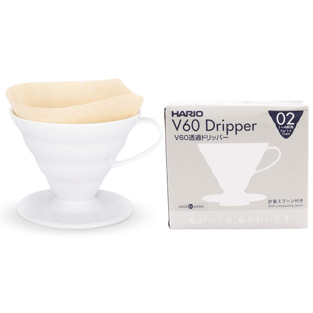 Hario V60 Plastic Coffee Dripper (Size 02, White)