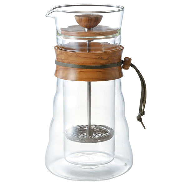 HARIO Café Press Double Glass - Olive Wood - 400ml